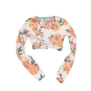 Maaji Swim Shirt Womens M White Floral Lined Long Sleeve Tropical Resort Top